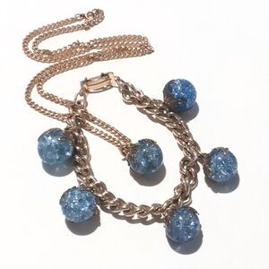 Vintage Mid Century Crackled Marble Bracelet and Necklace Demi